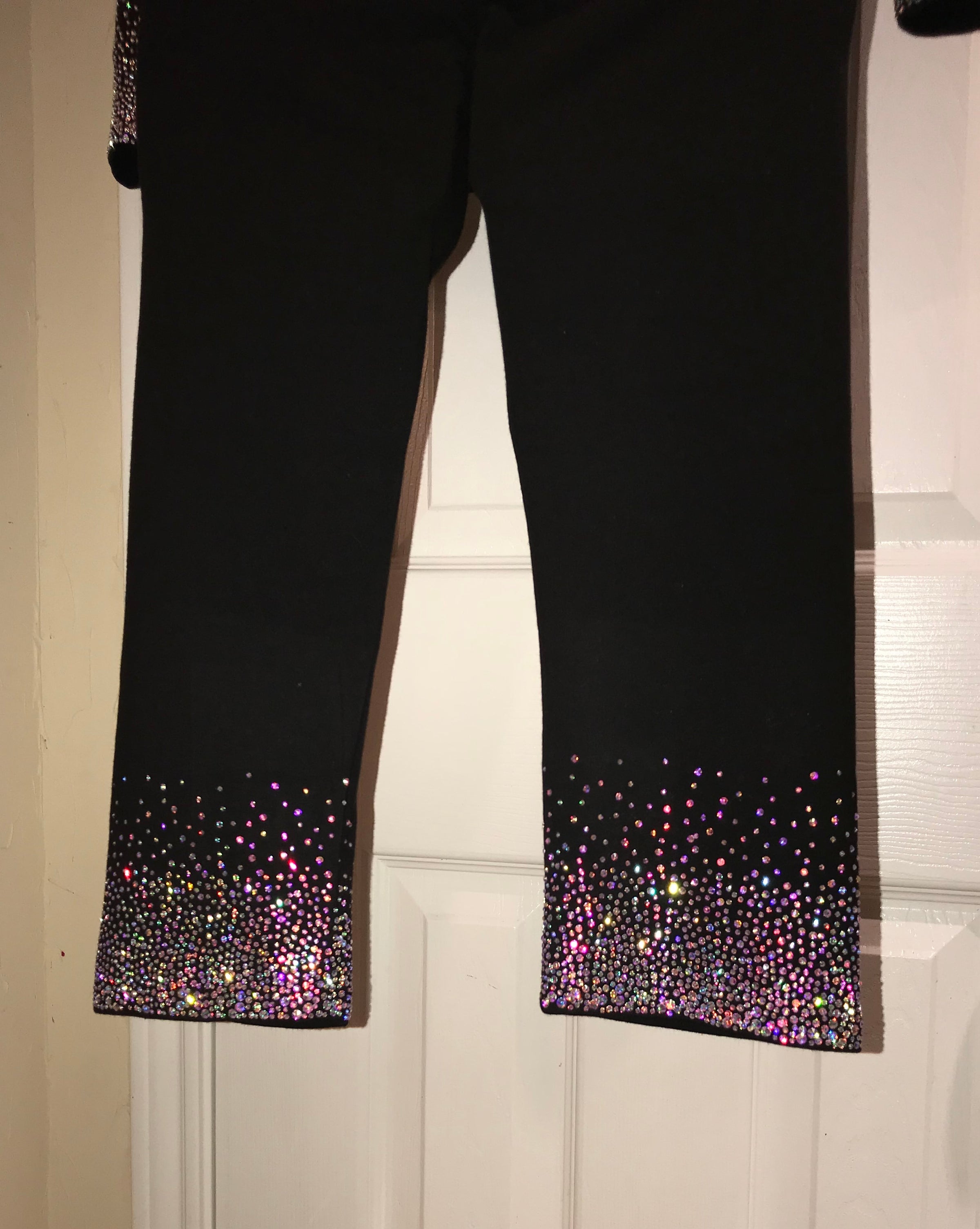Black capris with rhinestones on sale